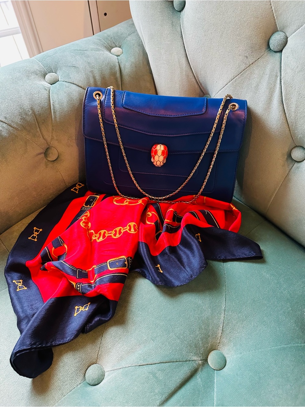 Bvlgari Serpenti Leather Chain Shoulder Bag